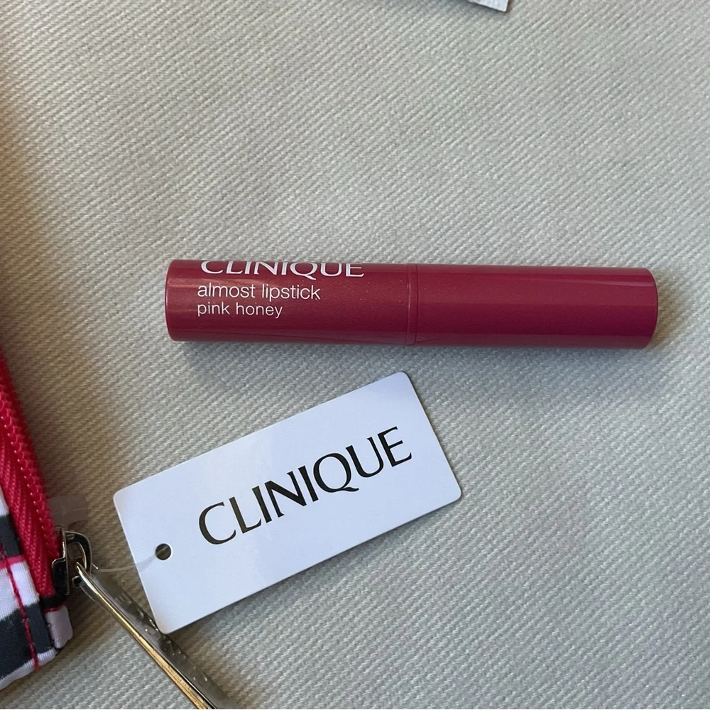 Clinique x Jonathan Cohen Cosmetic bag w/Almost Lipstick Pink Honey NWT